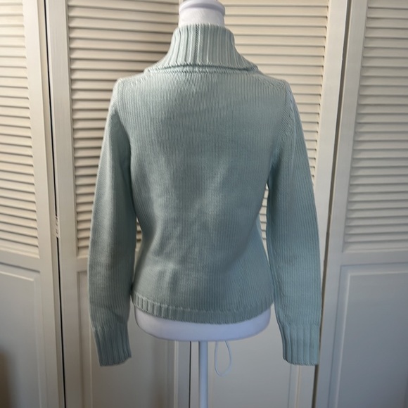 Banana Republic Light Blue Sweater with Rhinestone Button accent - Picture 4 of 8